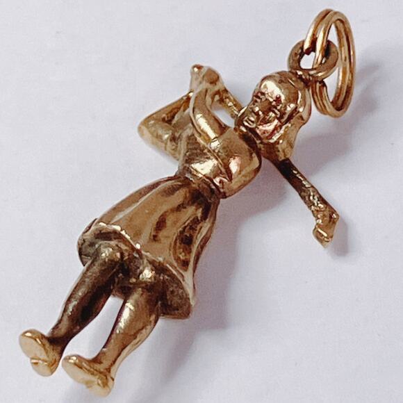 Vintage Mid Century Gold Filled Female Golfer Charm Pendant Sports Jewelry - Picture 6 of 9